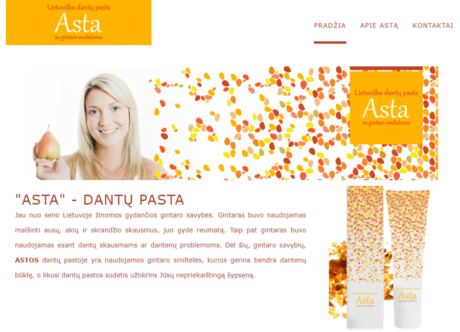 Asta toothpaste product website